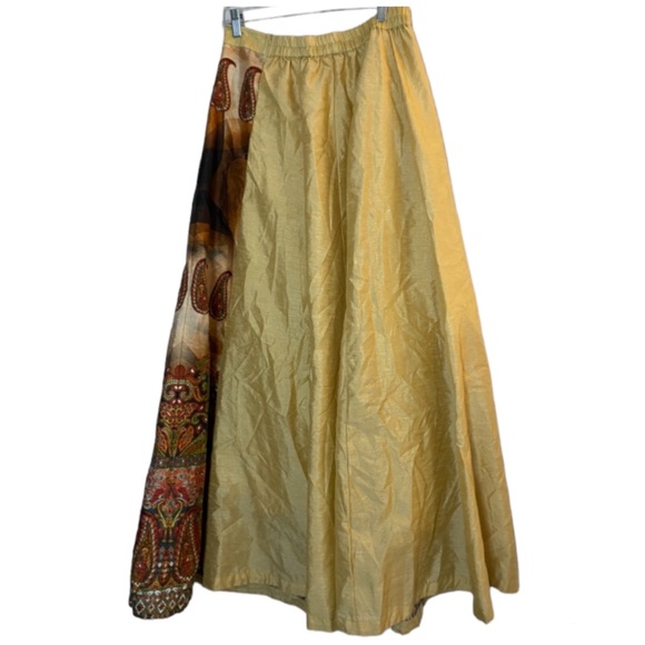 Vintage Skirt Gold Paisley Maxi Midi Floaty Boho Sz M/L Festival Beach Handmade - Picture 4 of 5